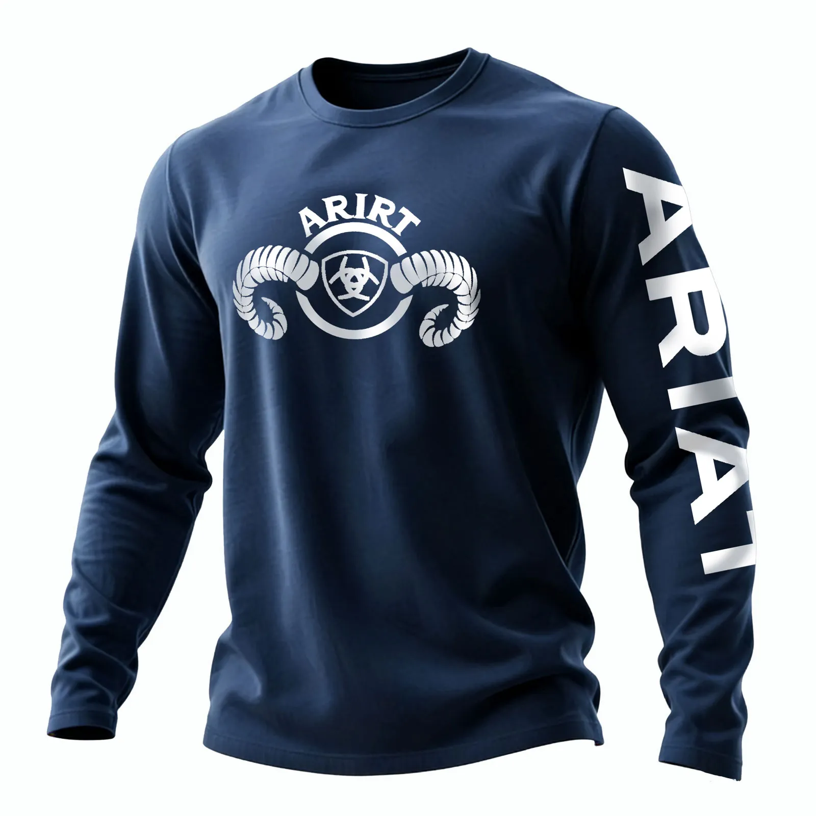 Men's Western-style Long-sleeved T-shirt With Unique Graphic Design