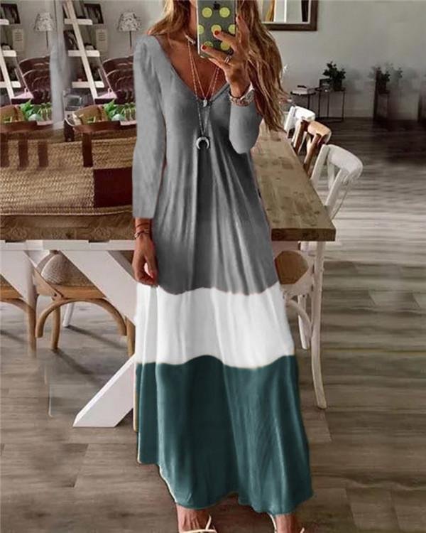 color patched lifestyle summer holiday daily fashion maxi dresses p114414
