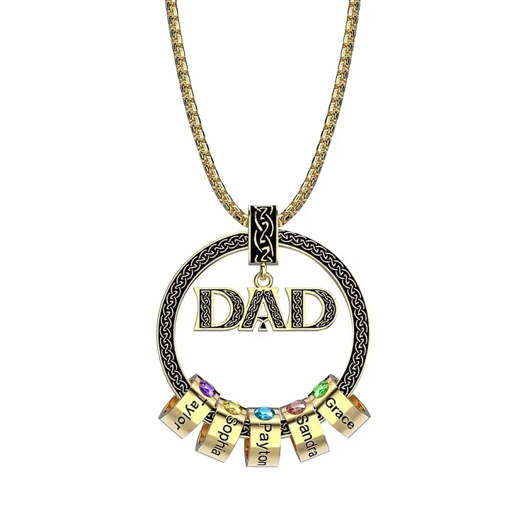Personalized Men Necklace Engraved 5 Names Family Necklace for Dad