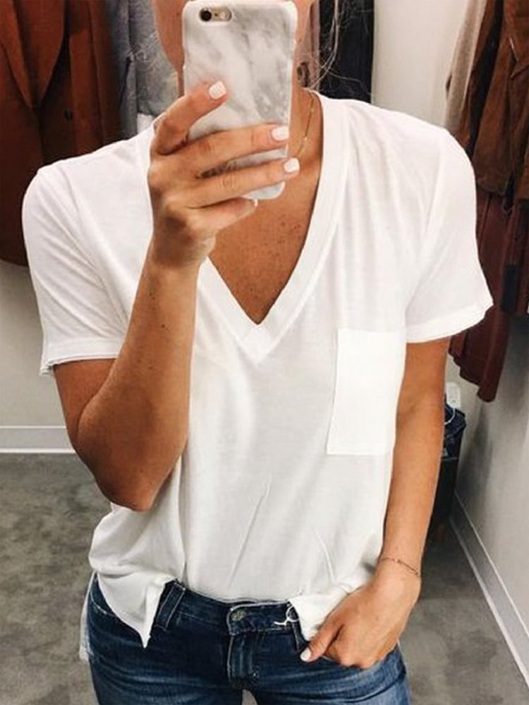 Bestdealfriday Casual Plus Size Short Sleeve Pocket Tee Shirts Tops 9366454