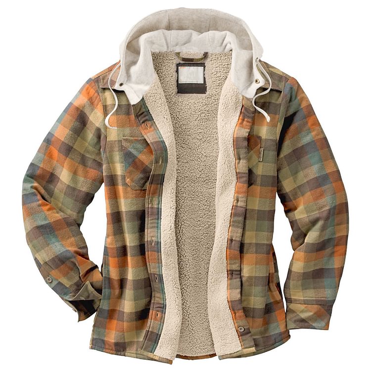 Men's Lined Hooded Flannel Jacket