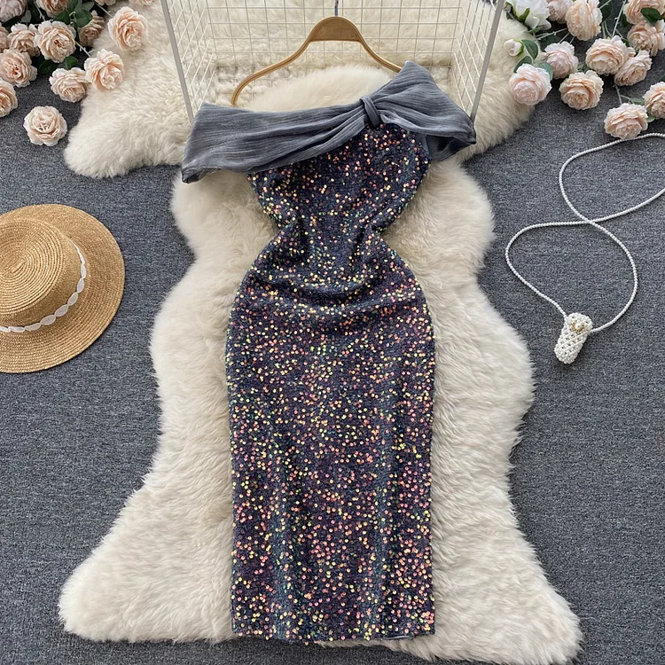 Off Shoulder Bowknot Decor Dress