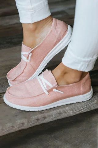 Pink Plain Casual Shoes Moccasin Shoes