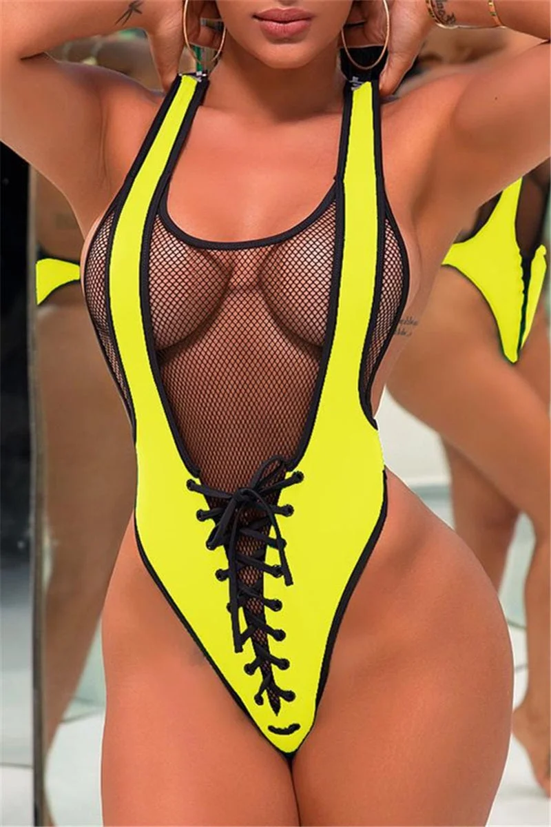Fashion Sexy Mesh One-Piece Swimsuit