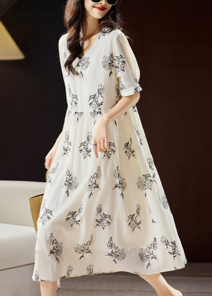 Beige Flower Embellished Short Sleeveless Dress