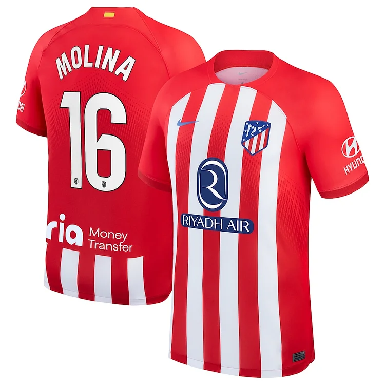 Atletico Madrid Nahuel Molina 16 Home Shirt Kit 2023-2024