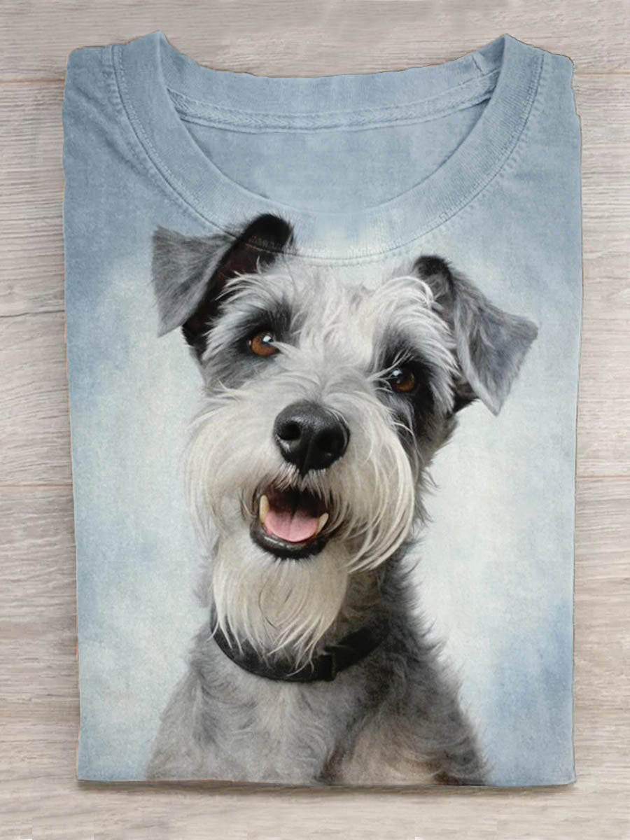 Cute Dog Art Print Design T-shirt