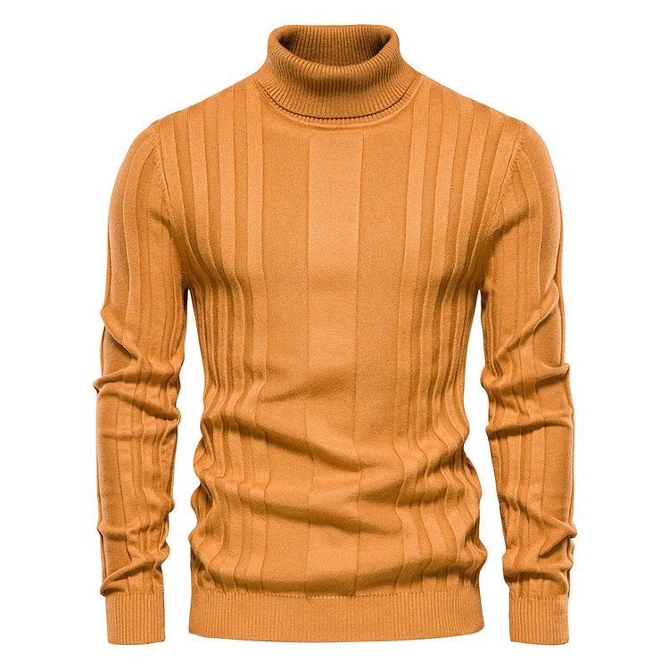 Men's Casual Solid Color Turtleneck Pullover Sweater