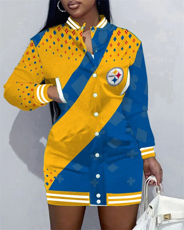 Pittsburgh Steelers
Limited Edition Button Down Long Sleeve Jacket Dress