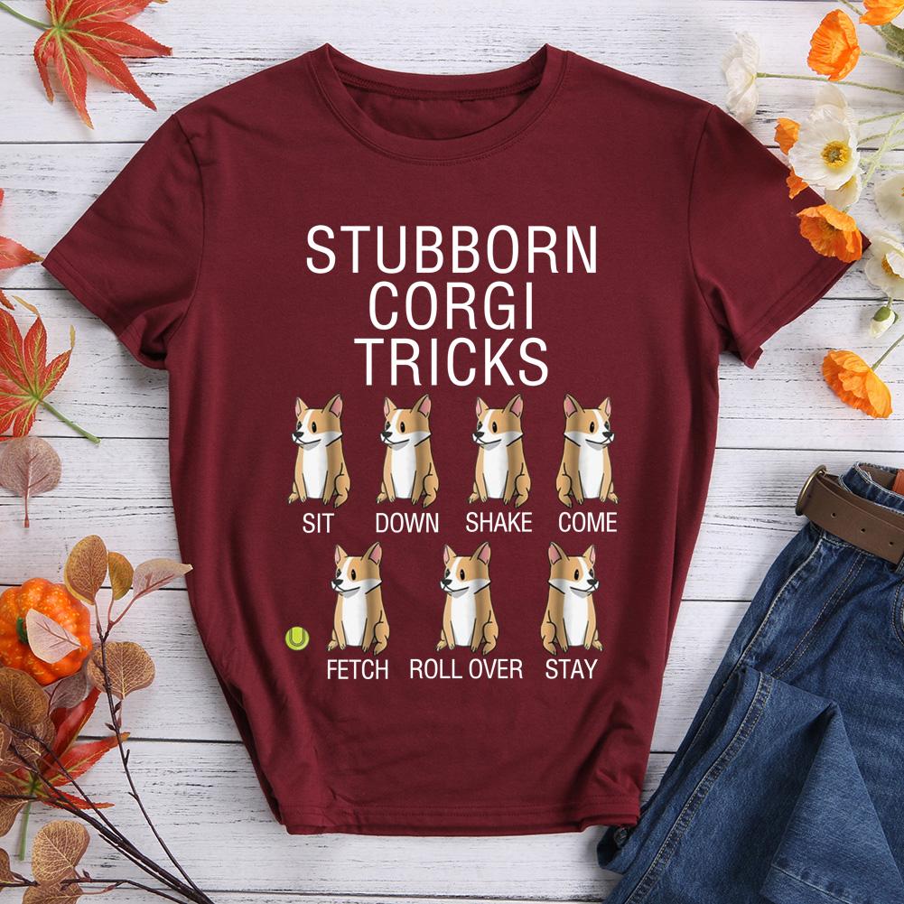 Stubborn Corgi Tricks Funny Dog T-Shirt Tee -010998-Guru-buzz