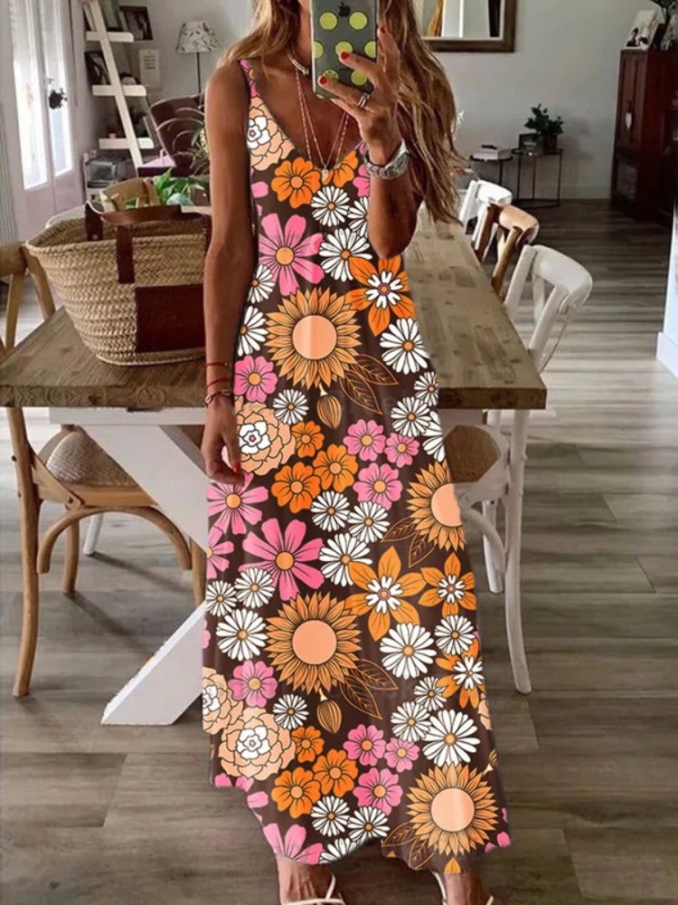 Women's Vintage Print Slip Dress
