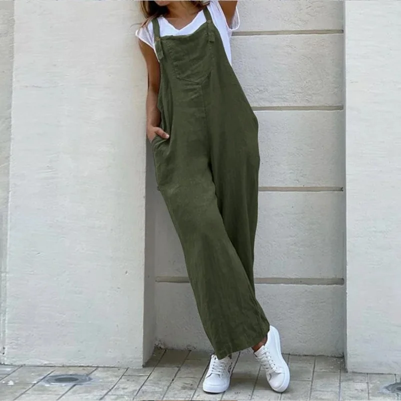 Solid color casual loose fashion jumpsuits
