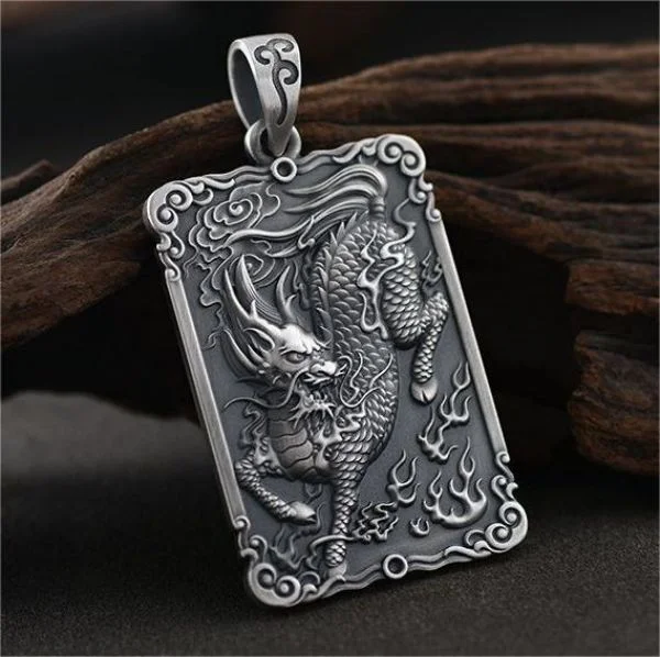 Sterling  Silver Auspicious Qilin Pendant Necklace