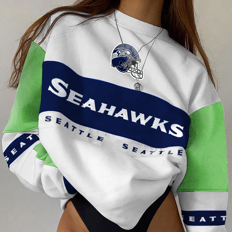 Seattle Seahawks Crew Neck  Colorblock Sweatshirt