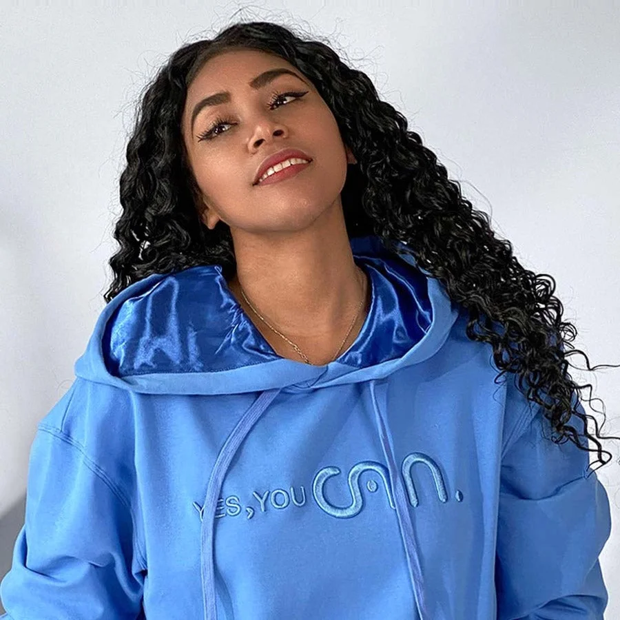 Fall Satin Lined Hoodie-Azure Blue