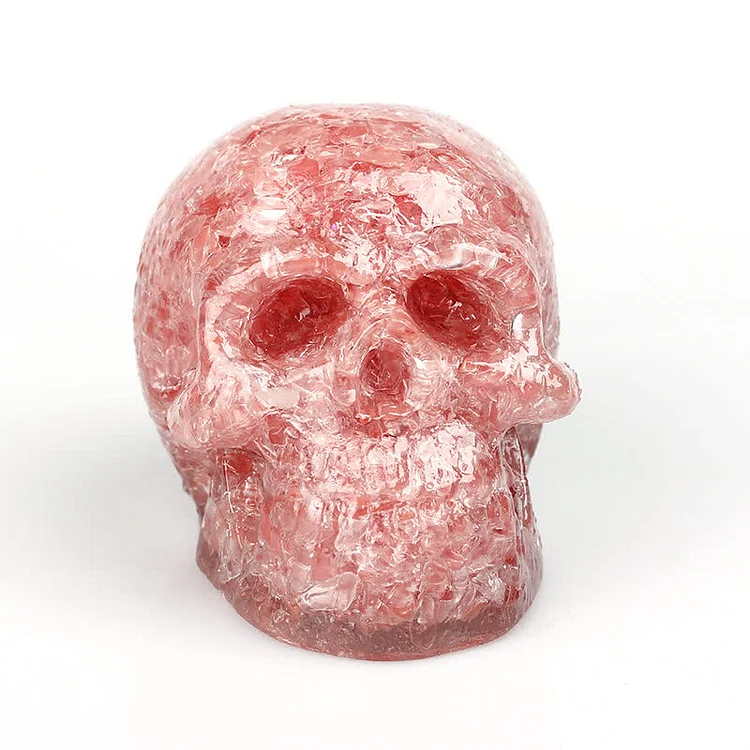 Natural Crystal Skull Gemstone Decoration-Pink Crystal