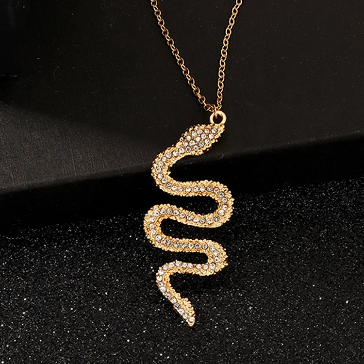 Nz1344 Ornament Creative Popular Snake Necklace Metal Jeweled Pendant