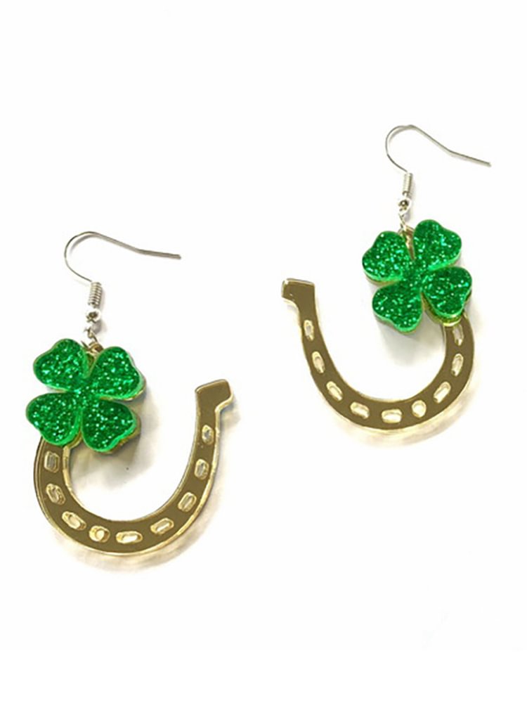 Comstylish St. Patrick's Day Shamrock Glitter Earings