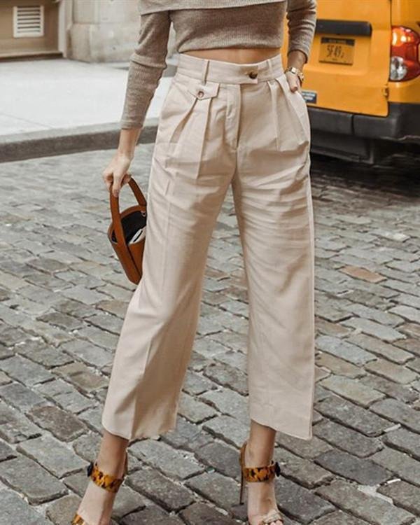 solid color loose casual trousers pants p254774
