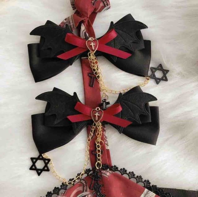 Gothic Punk Hexagram Cross Bowknot Lolita Hair Clip BE199