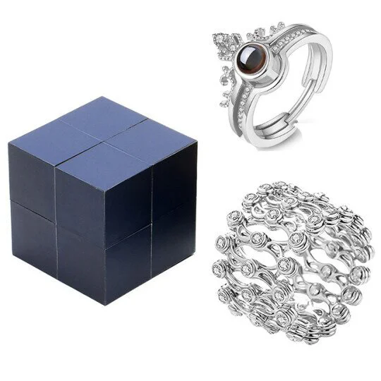 "I Love You" in 100 Different Languages Creative Ring, Bracelet And Puzzle Jewelry Box