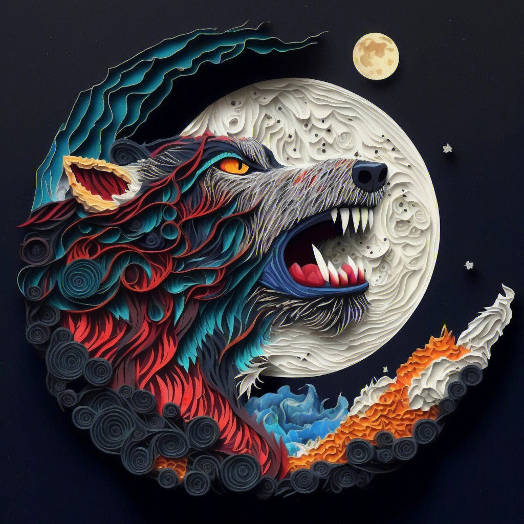 AB Customized Diamond Painting - Full Round - Moon Wolf