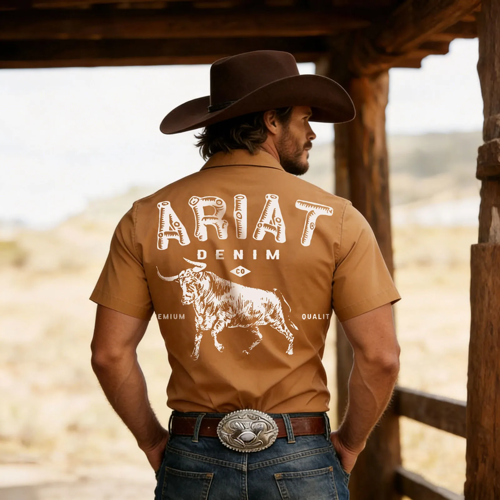 Men's Western Cowboy Shirt, Decorated With Playing Card Pattern