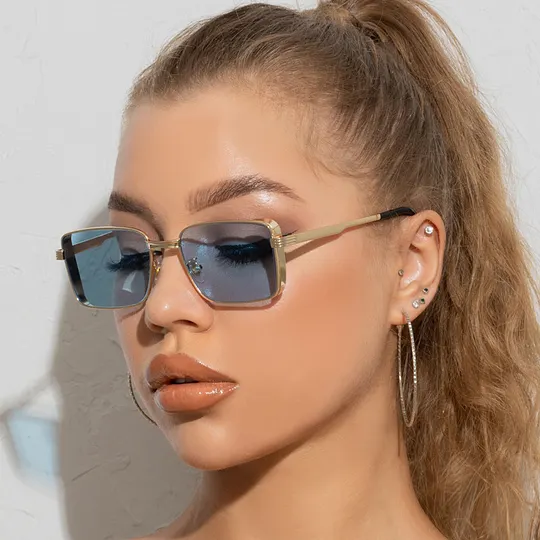 New Retro Box Metal Sunglasses Beach Sunglasses