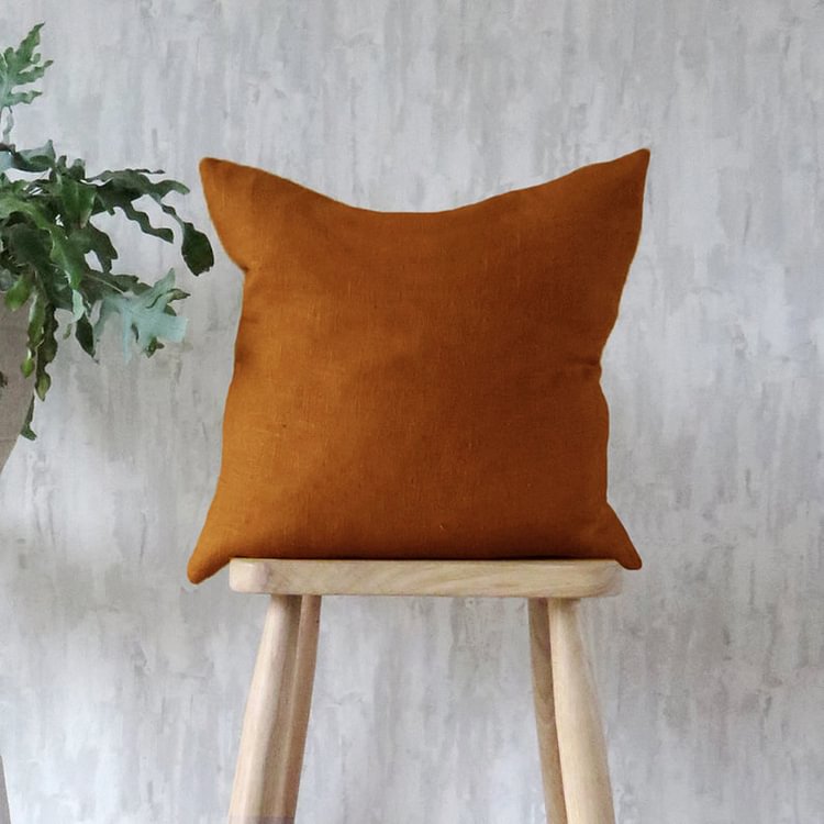 Gold Square 100% Flax Linen Pillowcases-ChouChouHome