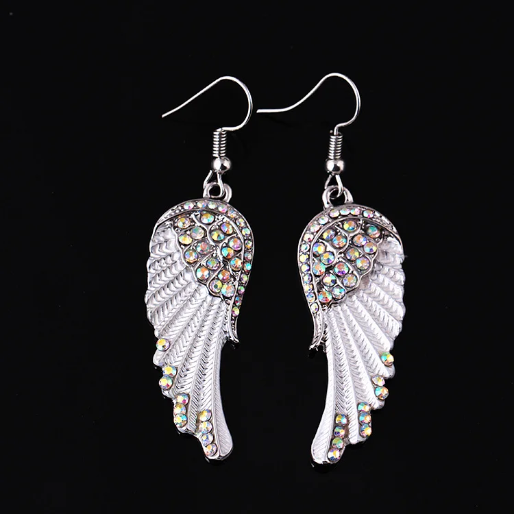 Angel Wings Inlaid Rhinestone Dangle Earrings Fine Jewelry For Women Girls Decor VangoghDress