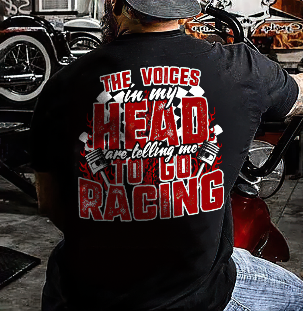 The Voices Head To Go Racing Printed Men's T-shirt - Devcarry