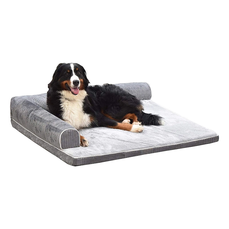 L Shaped Stripe Fabric Dog Bed JemaPet