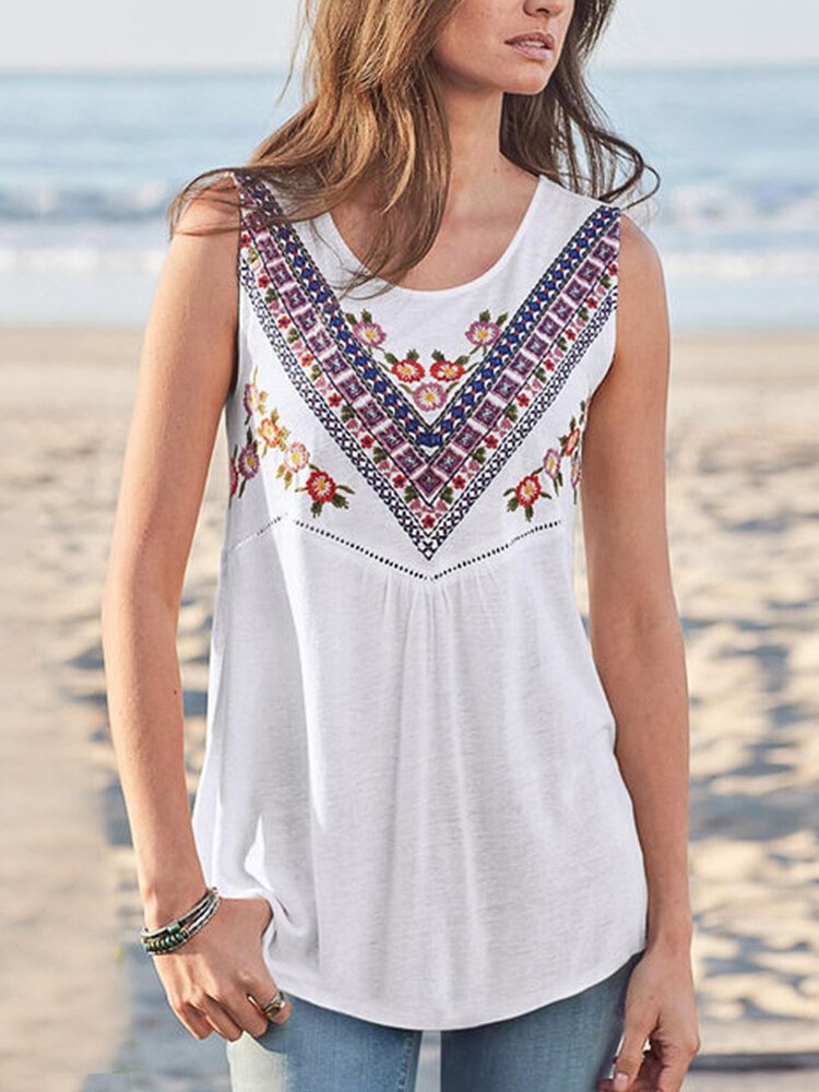 Ethnic Print Sleeveless Tank Tops For Women P1676419