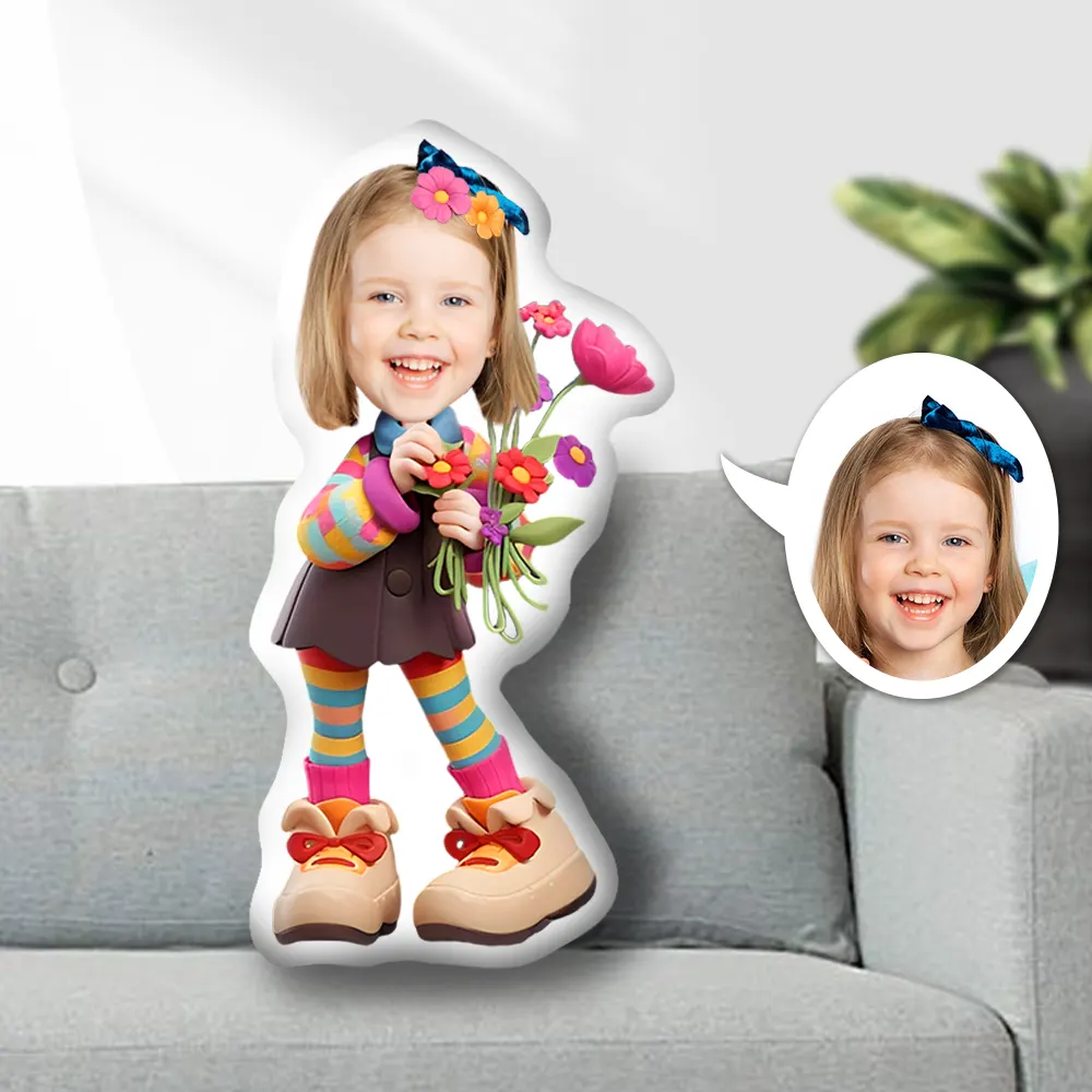 Custom Photo Face Pillow, Little Girl In Dress Face Pillow, Face Picture Pillow Doll Face Body