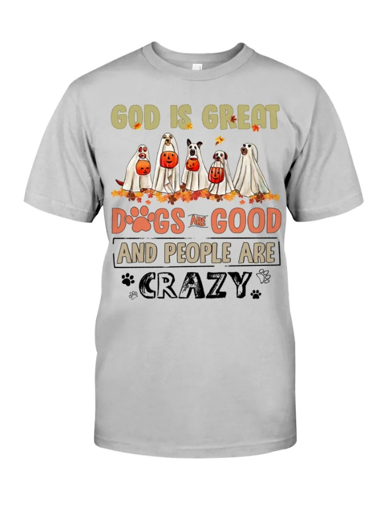 Vefave Halloween Ghost Dog Print Short Sleeve T Shirt