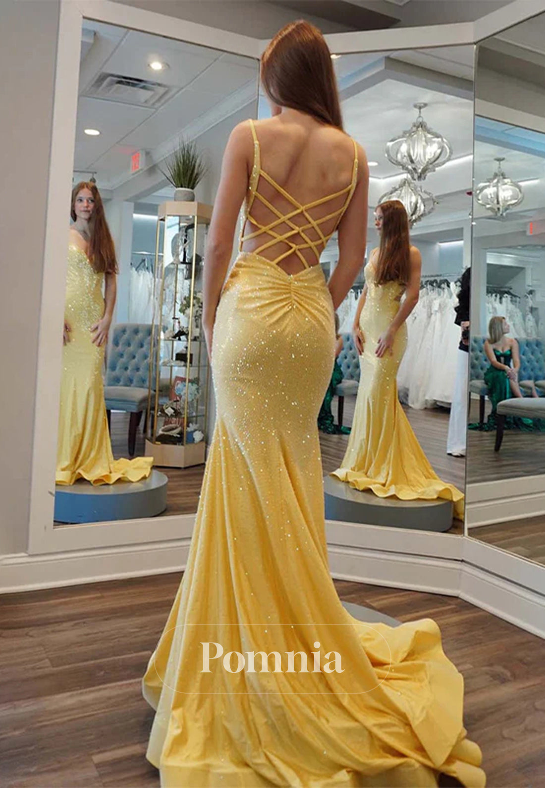 yellow open back prom dress Faviana Stretch Satin Long Prom Dress 11052 Lemon Yellow / 00