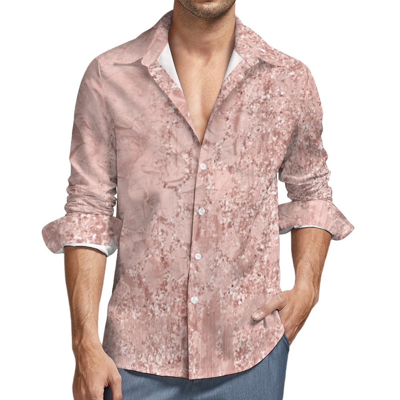 slim fit dress slacks Mens Gold Button Down Shirt, Gold Dress Shirt, Love Khaos, Medium Size , Holographic Gold main image 1