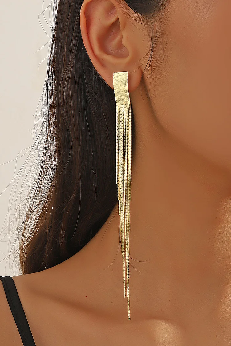 Fashionable Alloy Chain Irregular Long Dangle Earrings