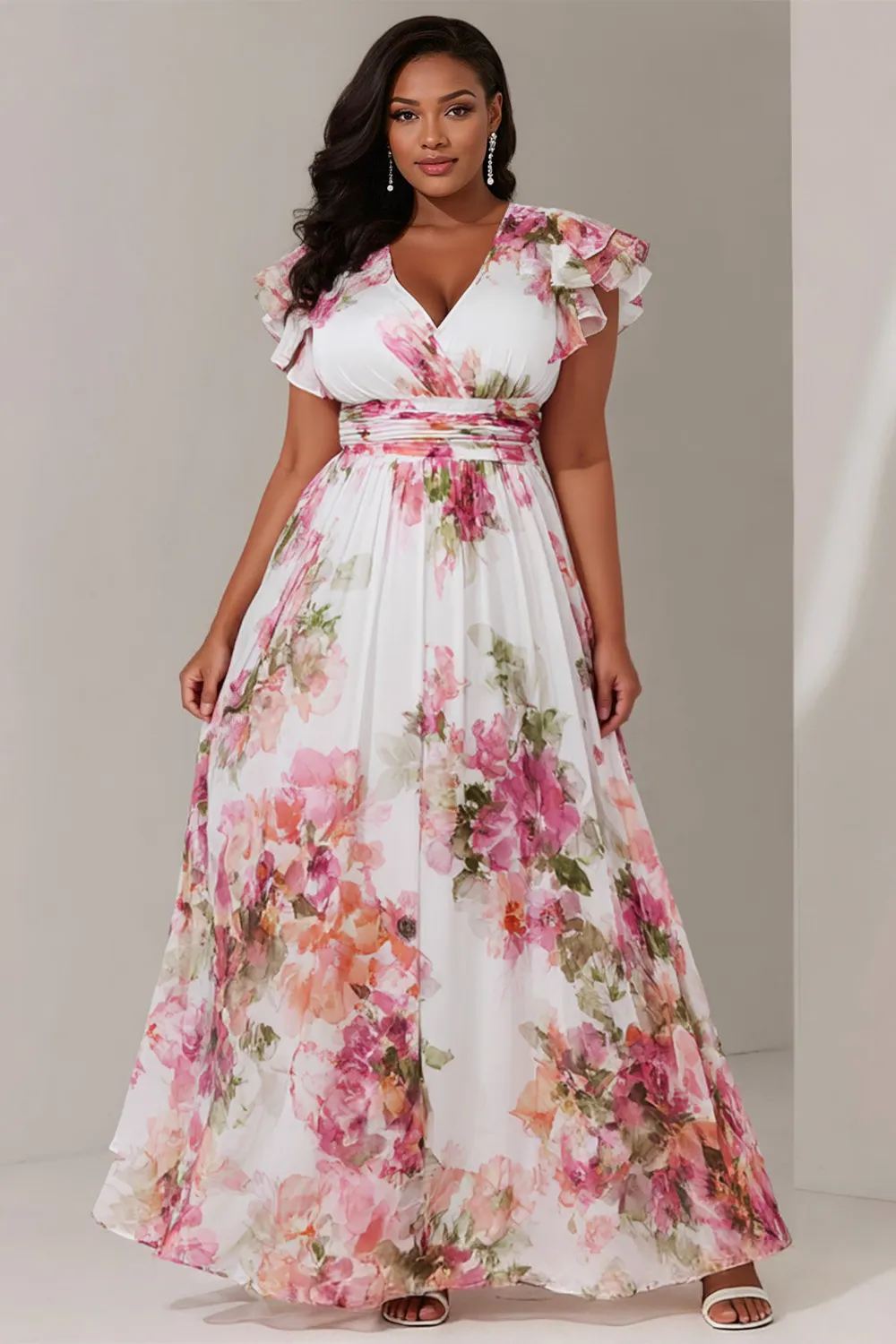 plus size pink and white dress PLUS SIZE