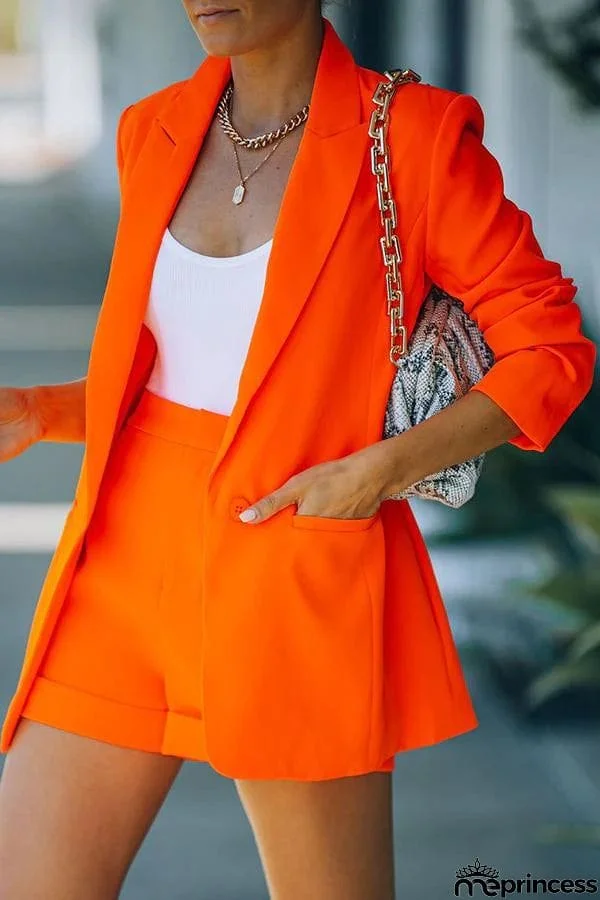 Standards Pocketed Bright Colour Blazer Shorts Suit