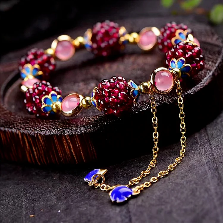 Natural Garnet Stone Pomegranate Bracelet