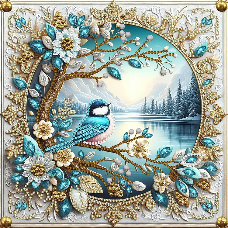 Flowers And Birds By The Lake 30*30CM (Canvas) Special Shaped Drill Diamond Painting gbfke