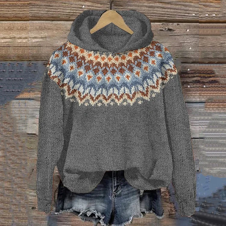 VChics Vintage Tribal Geometry Pattern Warm Comfy Sweater