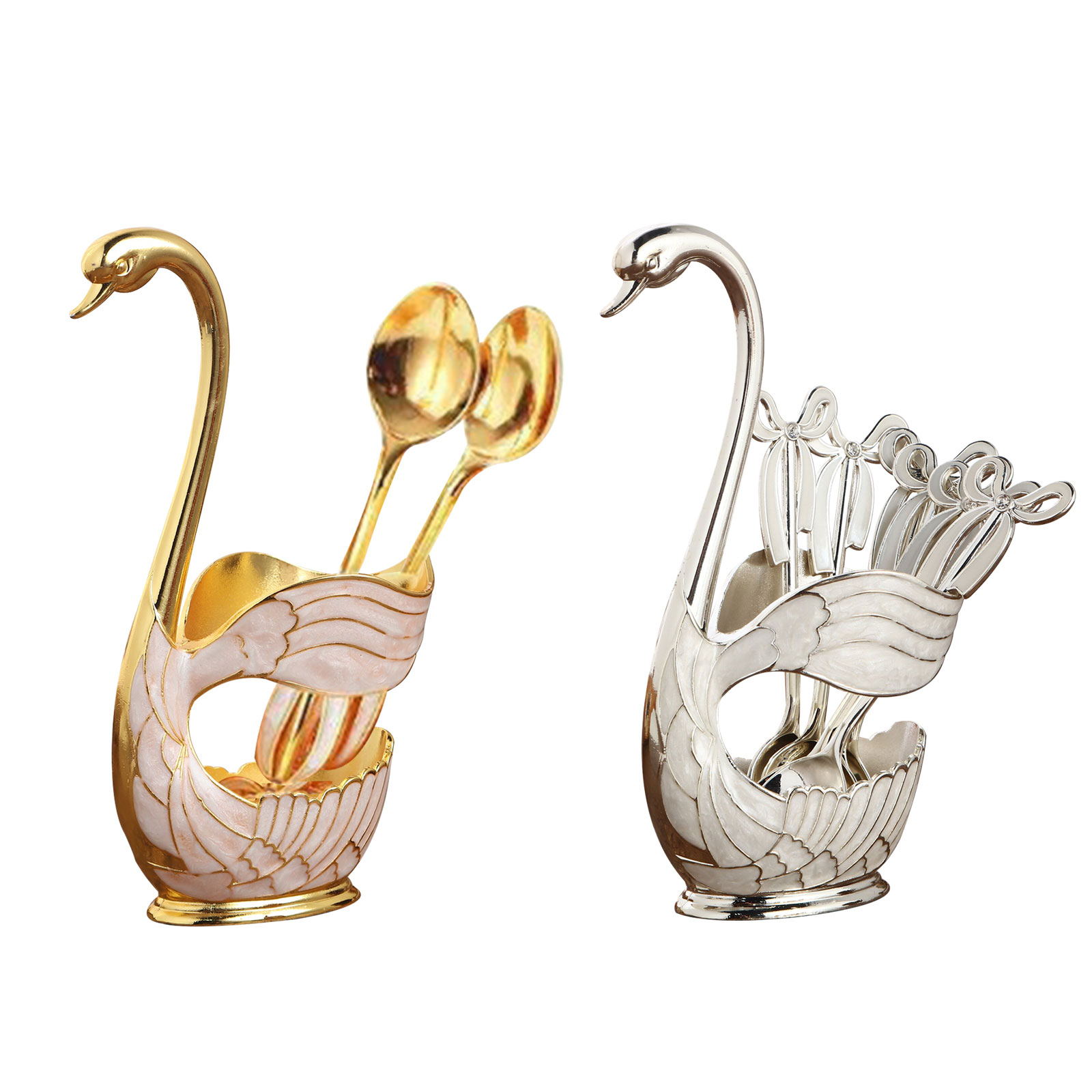 Coffee Spoon Set - Household Flatware Swan Holder with 6pcs Dessert Spoons, Golden, 501 Original
Coffee Spoon Set - Household Flatware Swan Holder with 6pcs Dessert Spoons, Golden, 501 Original