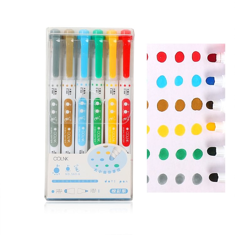 JOURNALSAY 6 Pcs/Set Colorful Double Head Watercolor High Capacity Marker Pen for Artists