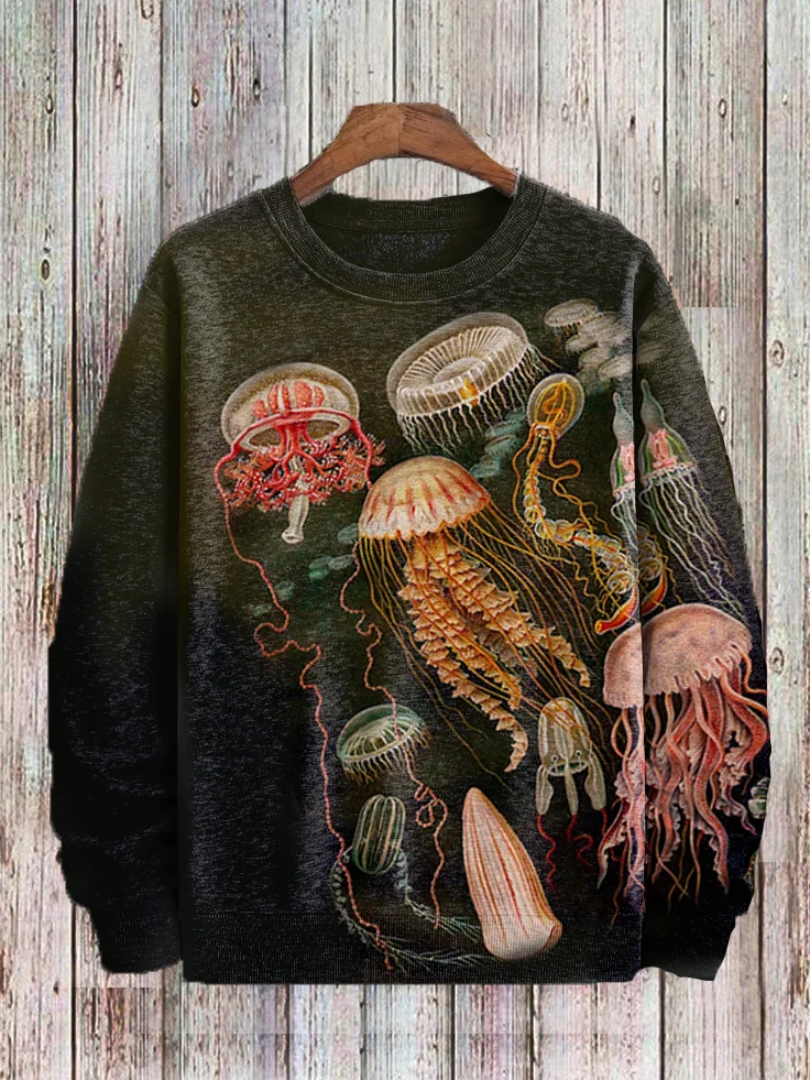 Men's Retro Jellyfish Sea Life Art Print Sweatshirt