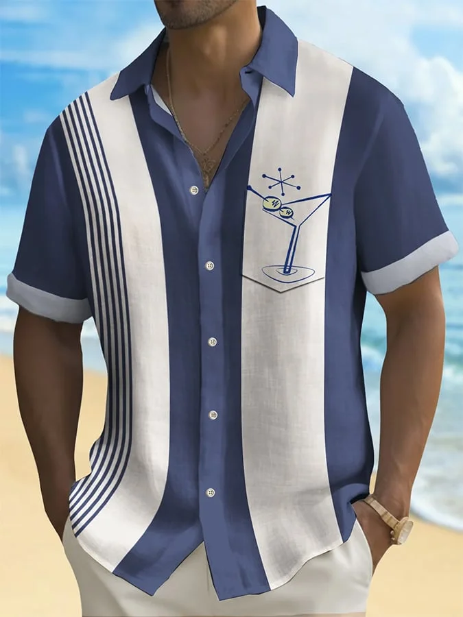 Men's Hawaiian Resort Print Lapel Shirt