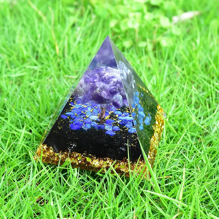 Amethyst Obsidian Lapis Lazuli Tree Of Life Orgone Pyramid