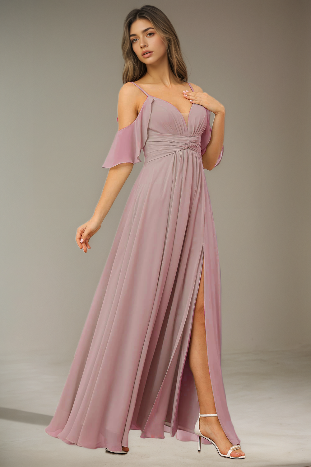 Daisda Spaghetti Straps Sleeveless V-Neck Mermaid Cheap Bridesmaid Dresses