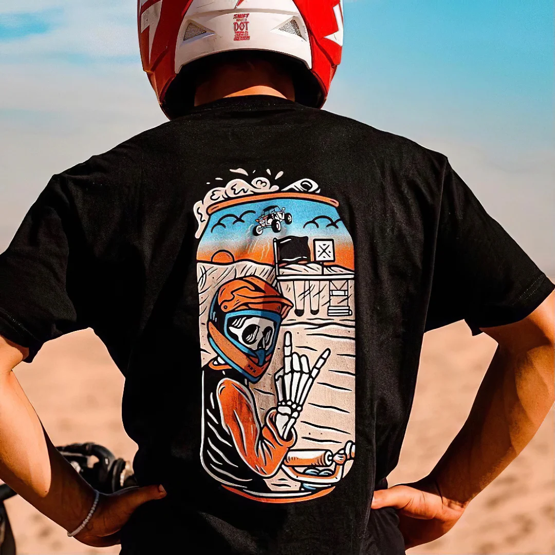 Cycling skull print t-shirt designer -  